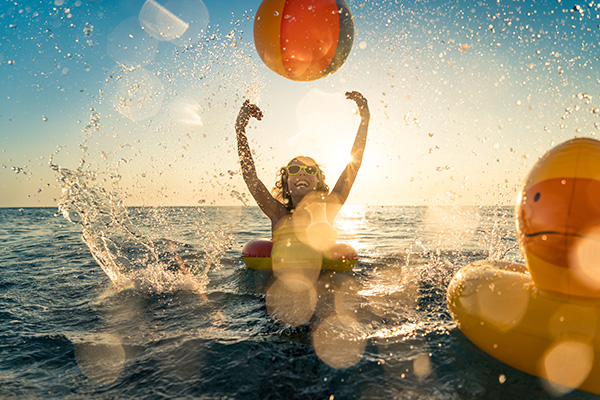 Carefree vacation moment on the water